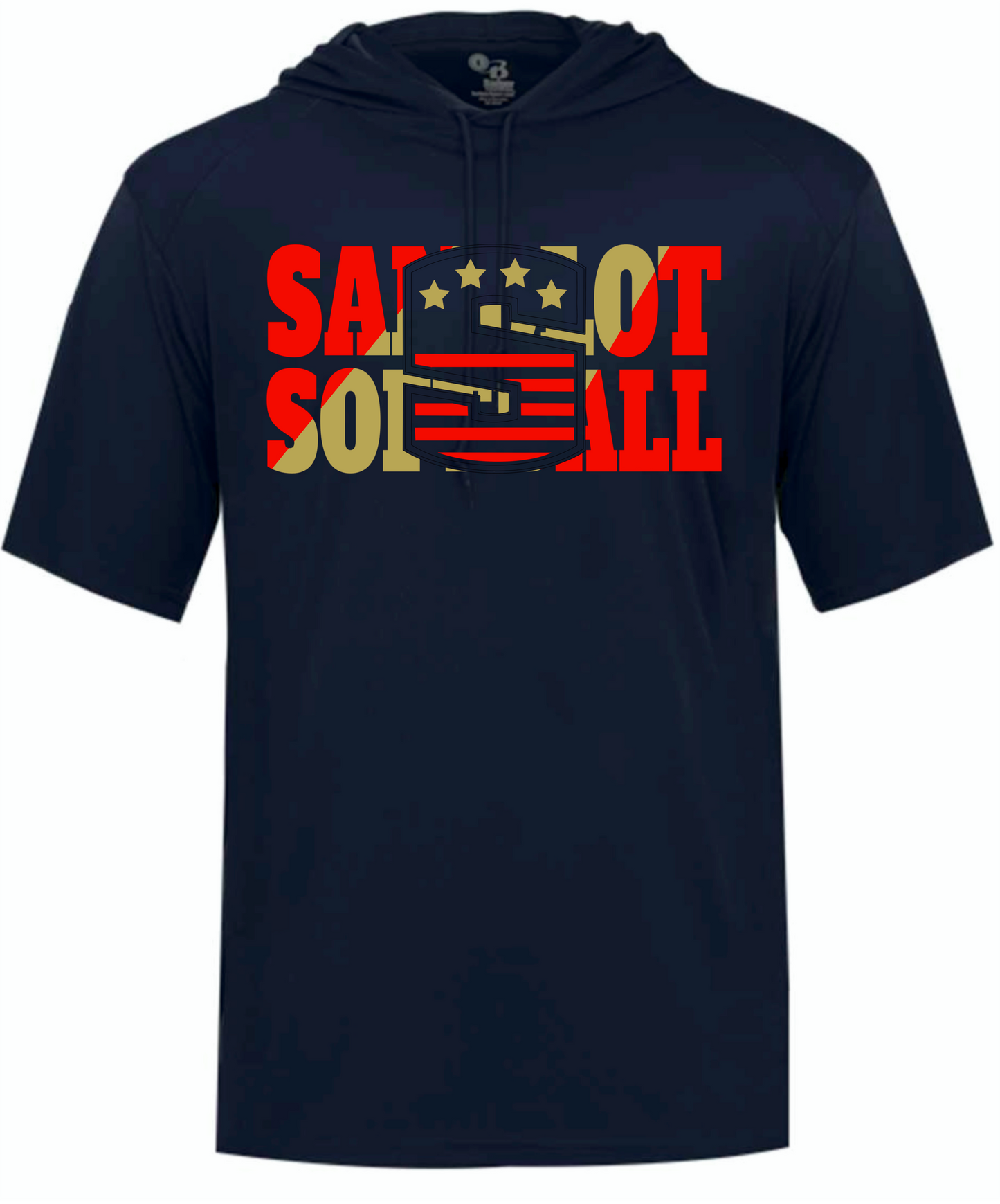 Split Sandlot softball hooded t-shirt