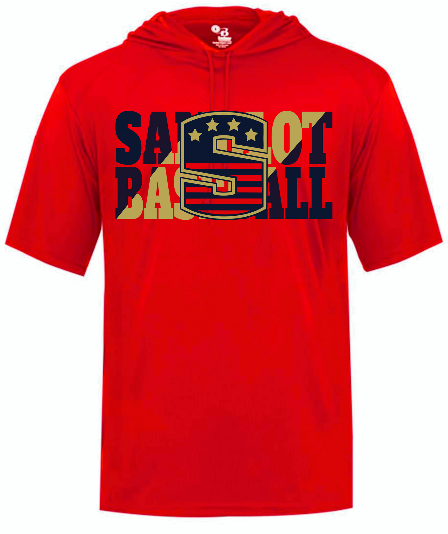 Split Sandlot baseball hooded t-shirt