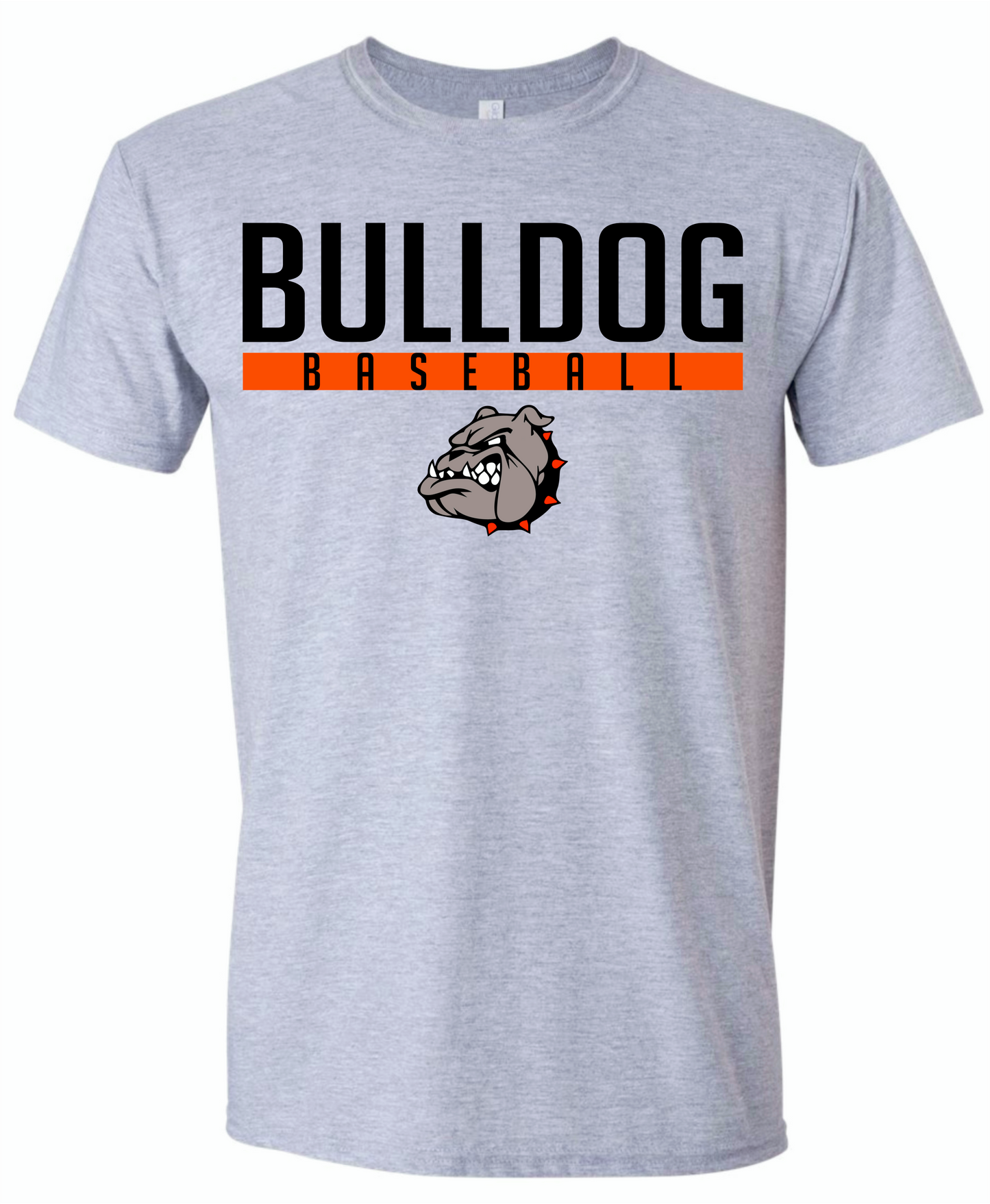 Grey line Bulldog Baseball.
