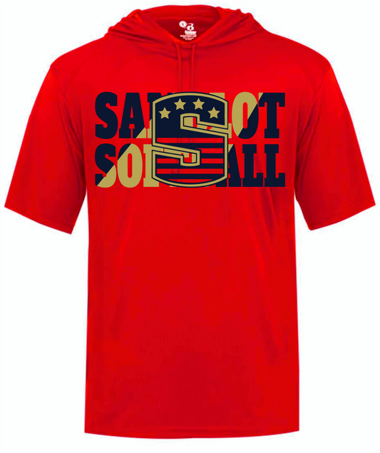 Split Sandlot softball hooded t-shirt
