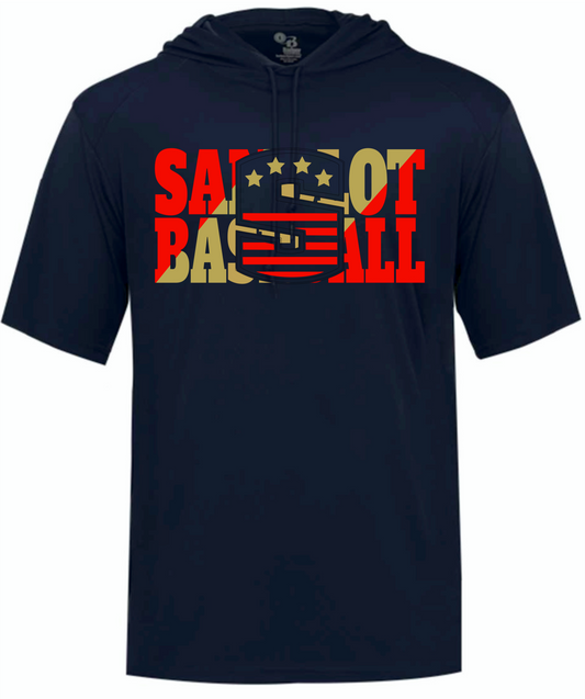 Split Sandlot baseball hooded t-shirt