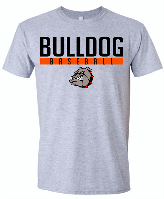Grey line Bulldog Baseball.