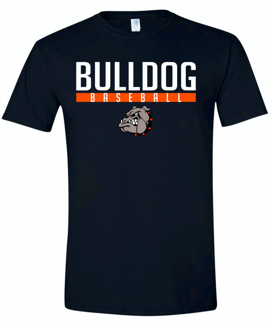 Black line Bulldog Baseball.